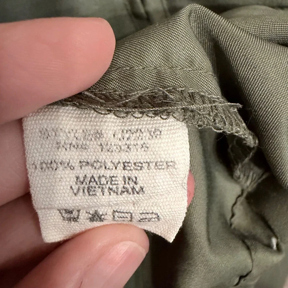 Iris Los Angeles Womens Olive Green Hooded Anorak Utility Jacket Medium